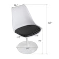 Swivel Tulip Side Chair For Kitchen And Dining Room Bar With Cushioned Seat And Curved Backrest, White And Black White Black Metal