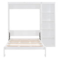 Full Size Murphy Bed Wall Bed With Shelves,White White Solid Wood Mdf