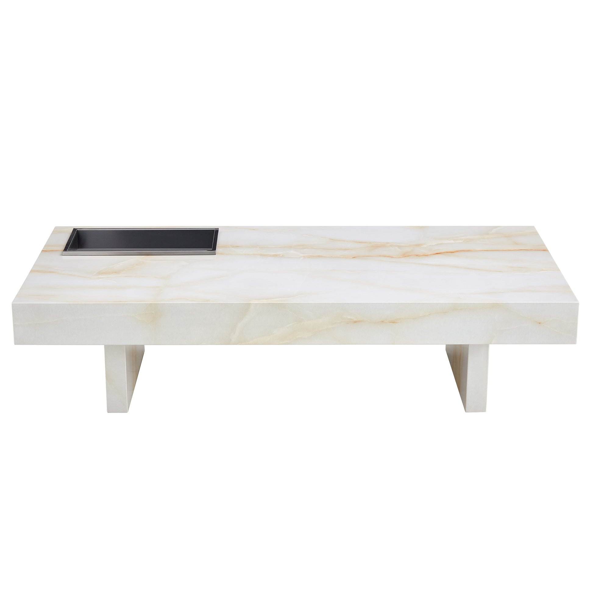 A Modern And Practical Coffee Table With Imitation Marble Patterns, Made Of Mdf Material. The Fusion Of Elegance And Natural Fashion 47.2"* 23.6"* 12 " White Mdf