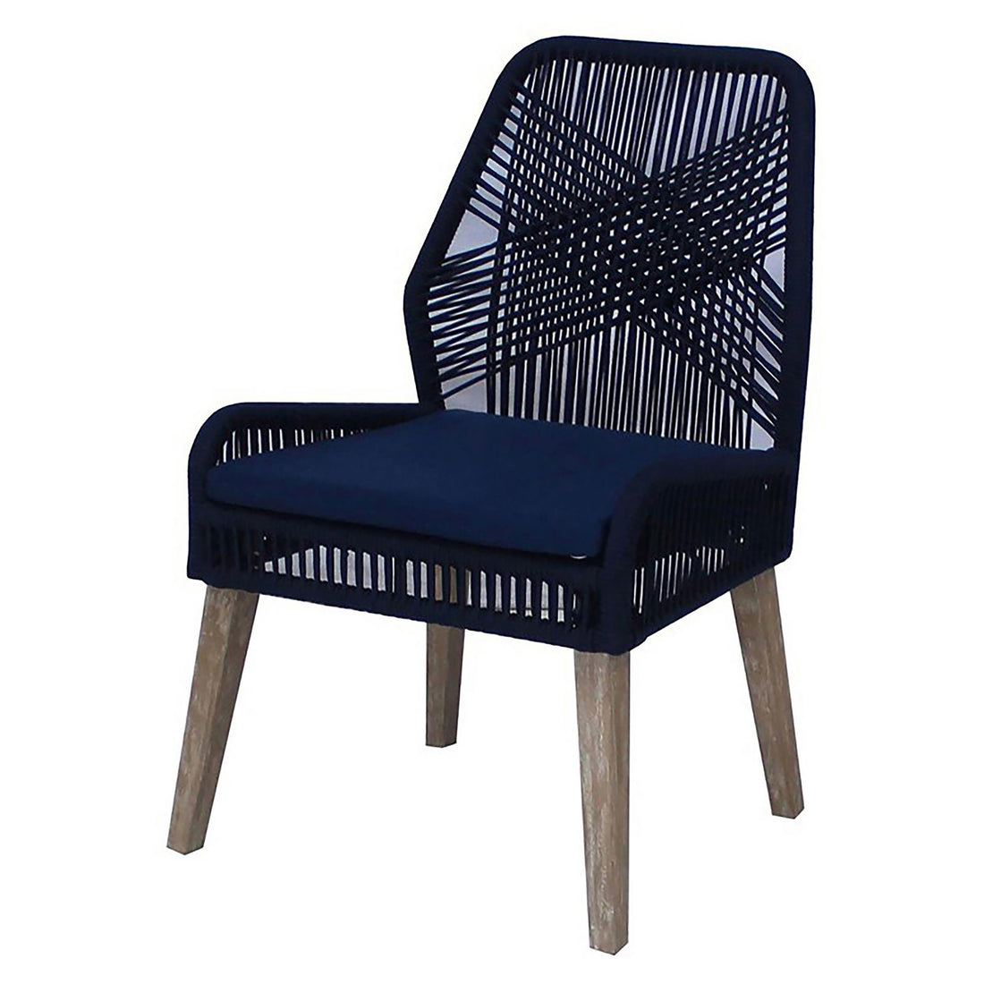 Dark Navy Back Side Chair Set Of 2 Blue Dining Room Wipe Clean Coastal Side Chair Mahogany Wood