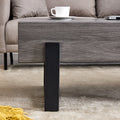 A Rustic Gray Wood Grain Mdf Coffee Table With Black Metal Legs An Elegant Space In Natural Wood Tones Grey Mdf