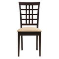 Cappuccino And Beige Lattice Back Side Chair Set Of 2 Brown Dining Room Transitional Side Chair Wood