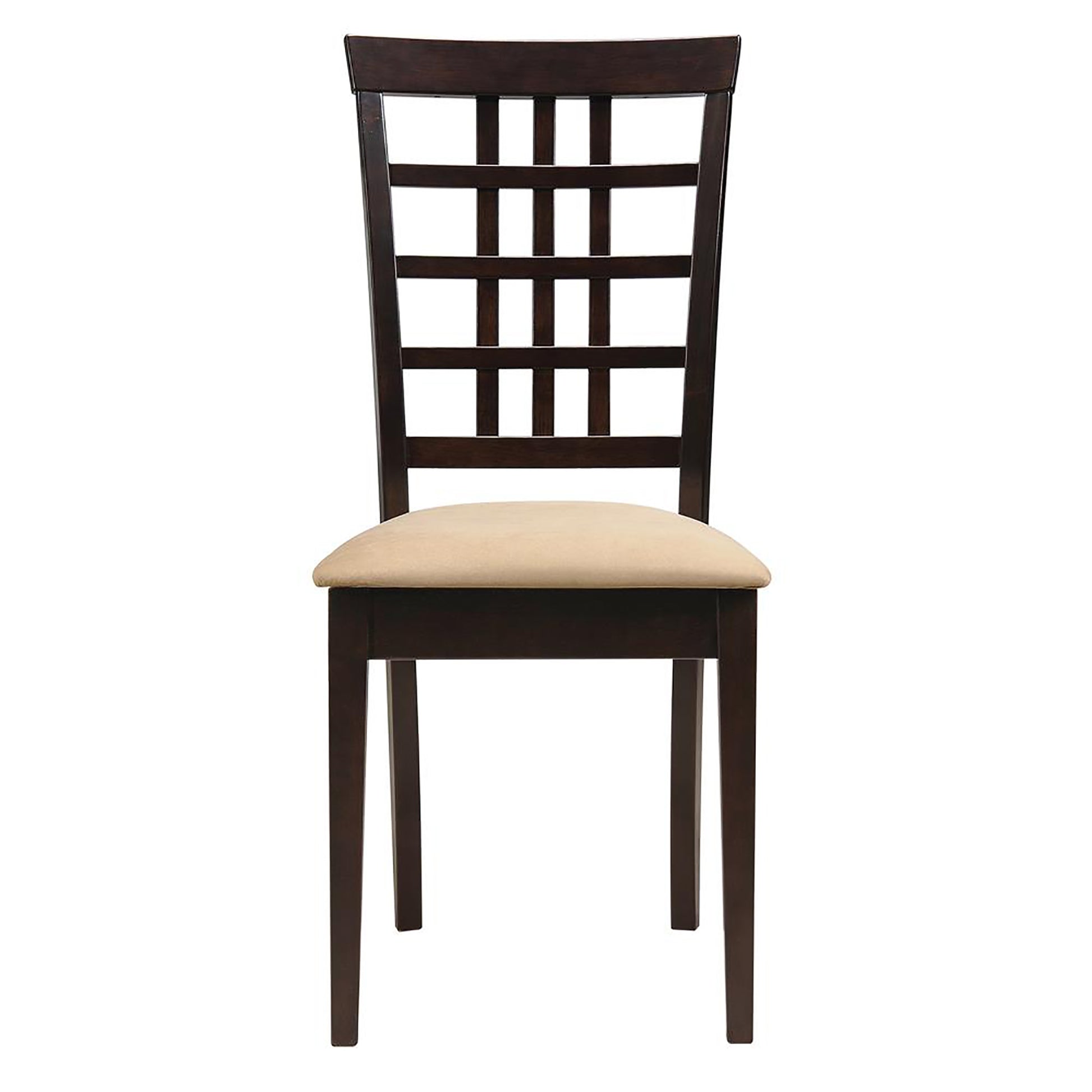 Cappuccino And Beige Lattice Back Side Chair Set Of 2 Brown Dining Room Transitional Side Chair Wood