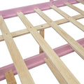 Full Size Wood House Bed With Fence And Writing Board, Pink Pink Solid Wood