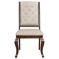 Cream And Antique Java Tufted Back Dining Chair Set Of 2 Ivory Dining Room Wipe Clean Transitional Side Chair Rubberwood Tufted Back Foam Upholstered