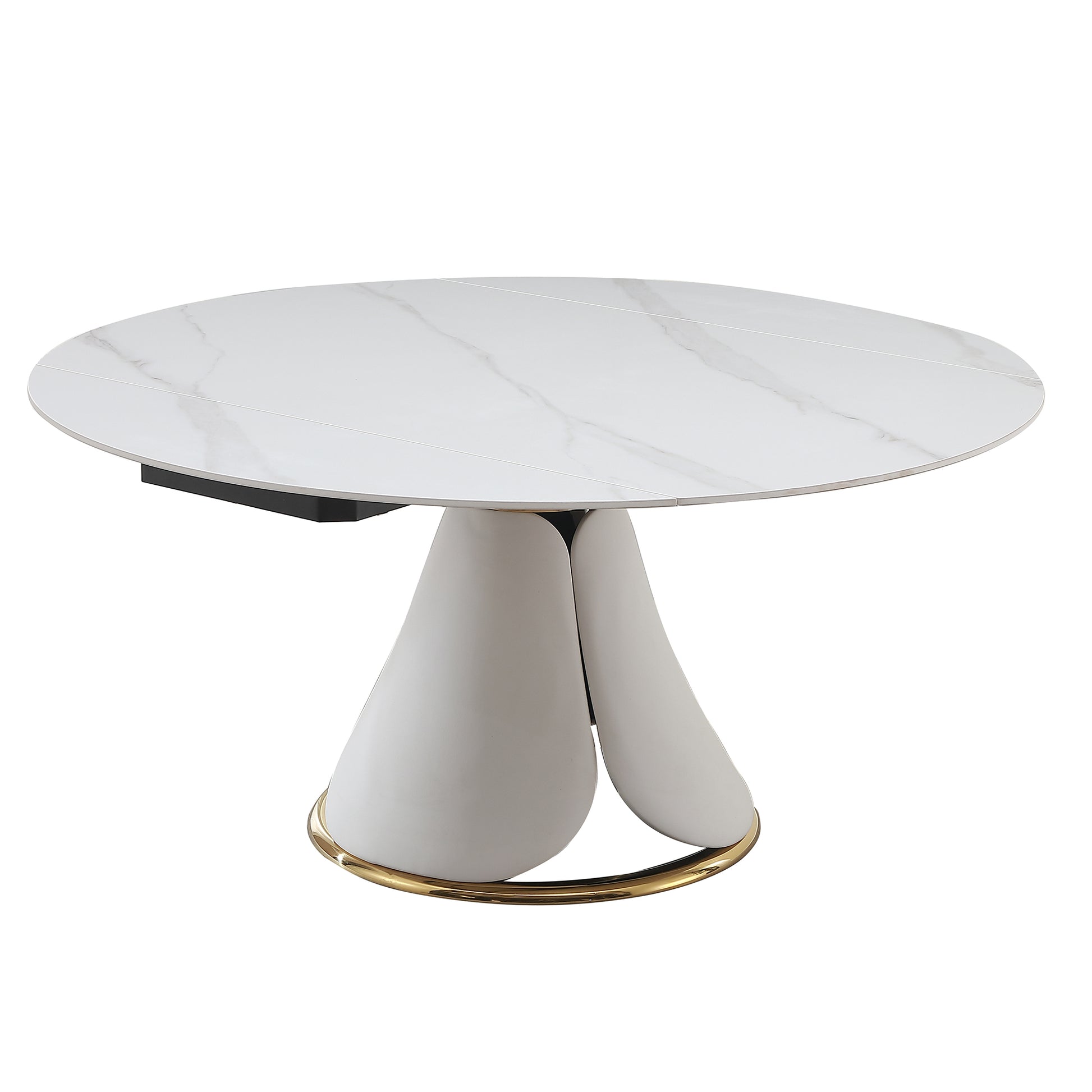 Fashion Modern Sinntered Stone Dining Table With Simple And Multi Functional Retractable Dining Table White Sintered Stone