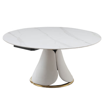 Fashion Modern Sinntered Stone Dining Table With Simple And Multi Functional Retractable Dining Table White Sintered Stone