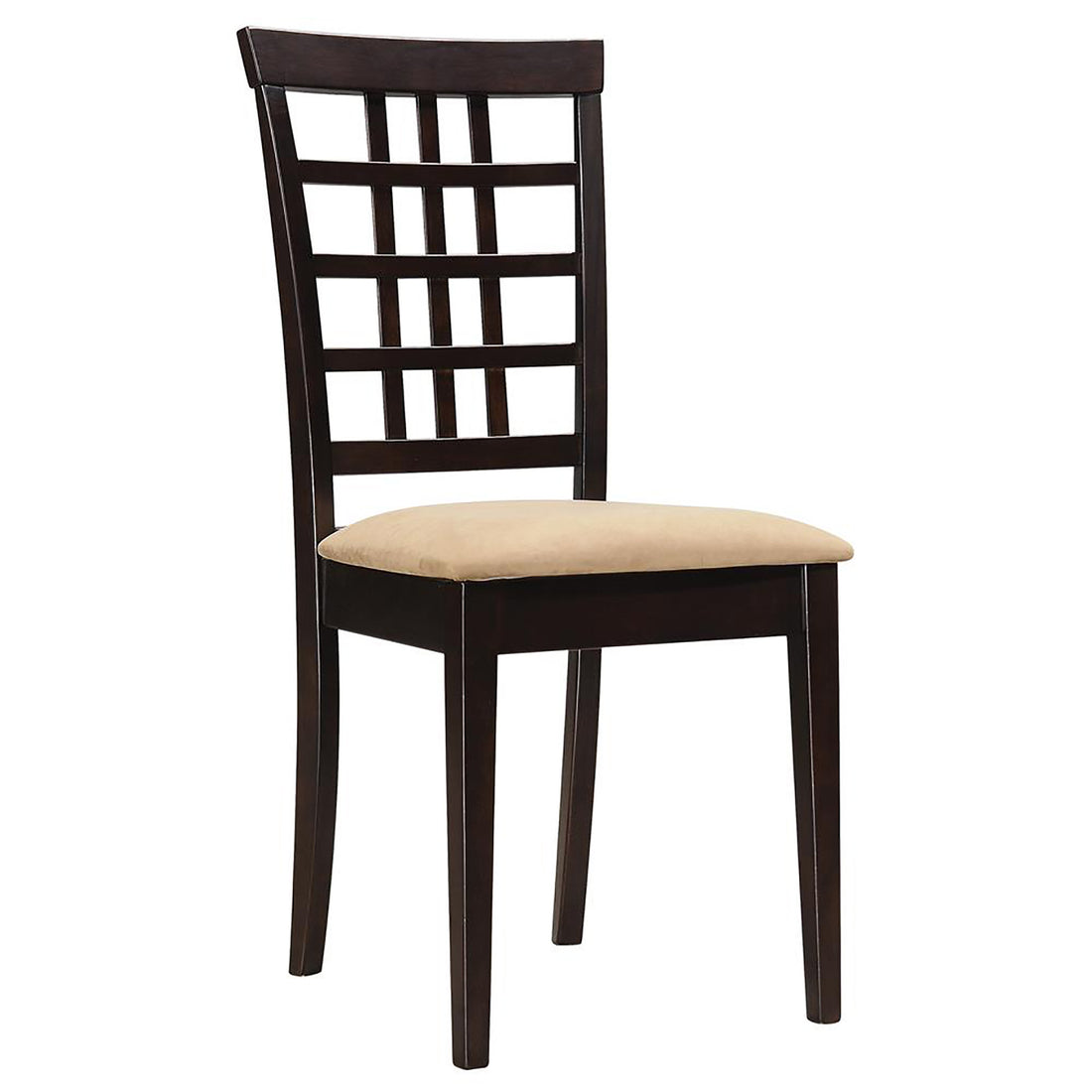 Cappuccino And Beige Lattice Back Side Chair Set Of 2 Brown Dining Room Transitional Side Chair Wood