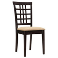 Cappuccino And Beige Lattice Back Side Chair Set Of 2 Brown Dining Room Transitional Side Chair Wood