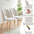 Off White Boucle Dining Chairs With Metal Legs And Hollow Back Upholstered Dining Chairs Set Of 4 Off White Dining Room Modern Dining Chairs Boucle