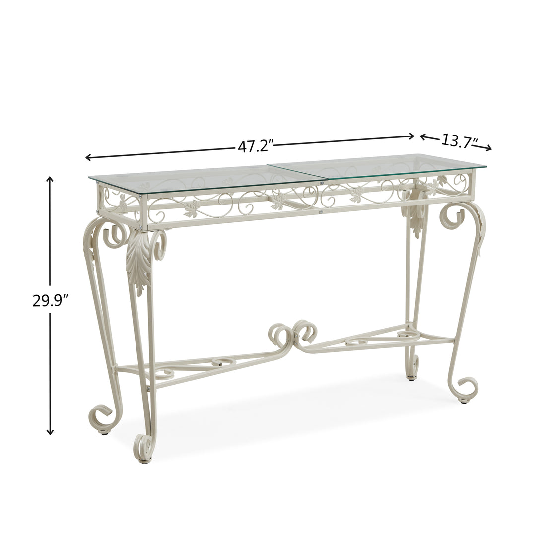 Modern Style Fancy Glass And Metal Table For Entrance, Console Tables For Entryway, Sturdy Hallway Table With Storage, Easy Assembly Sofa Tables For Living Room White Primary Living Space American Design,American Traditional Tempered Glass