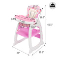 Multipurpose Adjustable Highchair For Baby Toddler Dinning Table With Feeding Tray And 5 Point Safety Buckle, Pink Pink Polypropylene