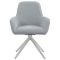 Light Grey And Chrome Arm Side Chair Grey Dining Room Spot Clean Contemporary,Modern Arm Chair Solid Back Foam Upholstered