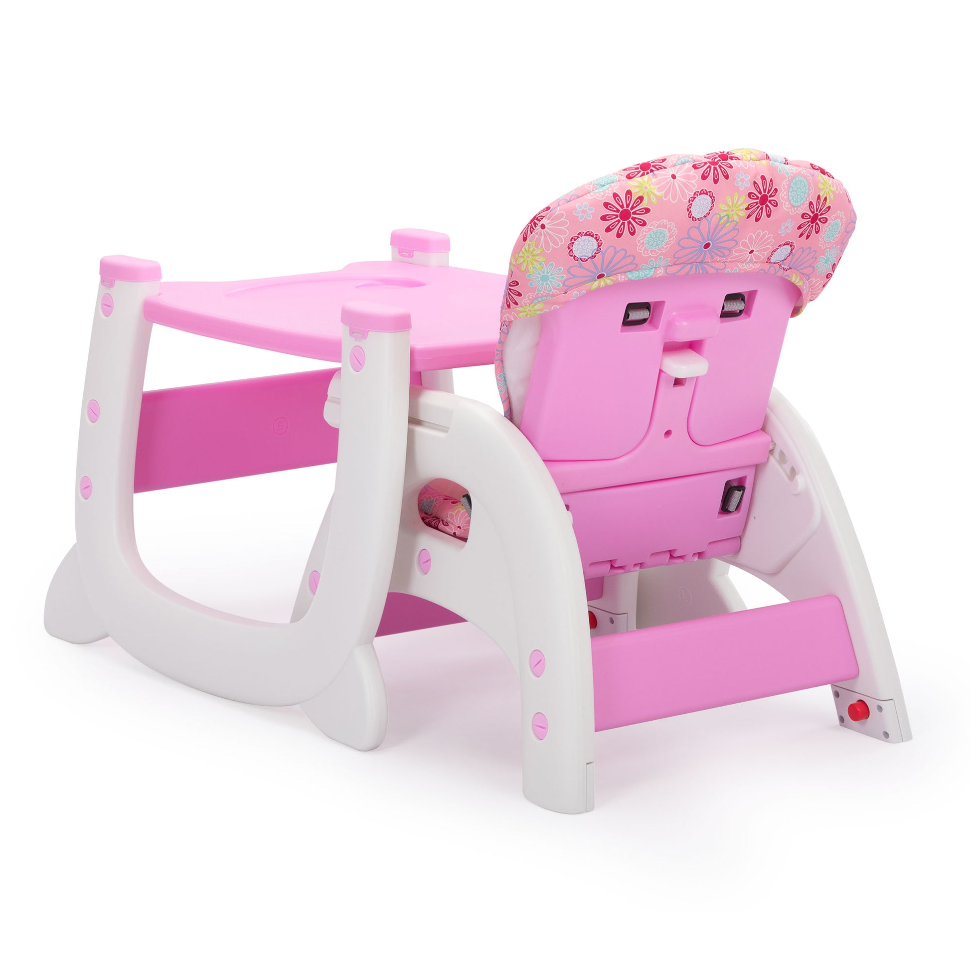 Multipurpose Adjustable Highchair For Baby Toddler Dinning Table With Feeding Tray And 5 Point Safety Buckle, Pink Pink Polypropylene