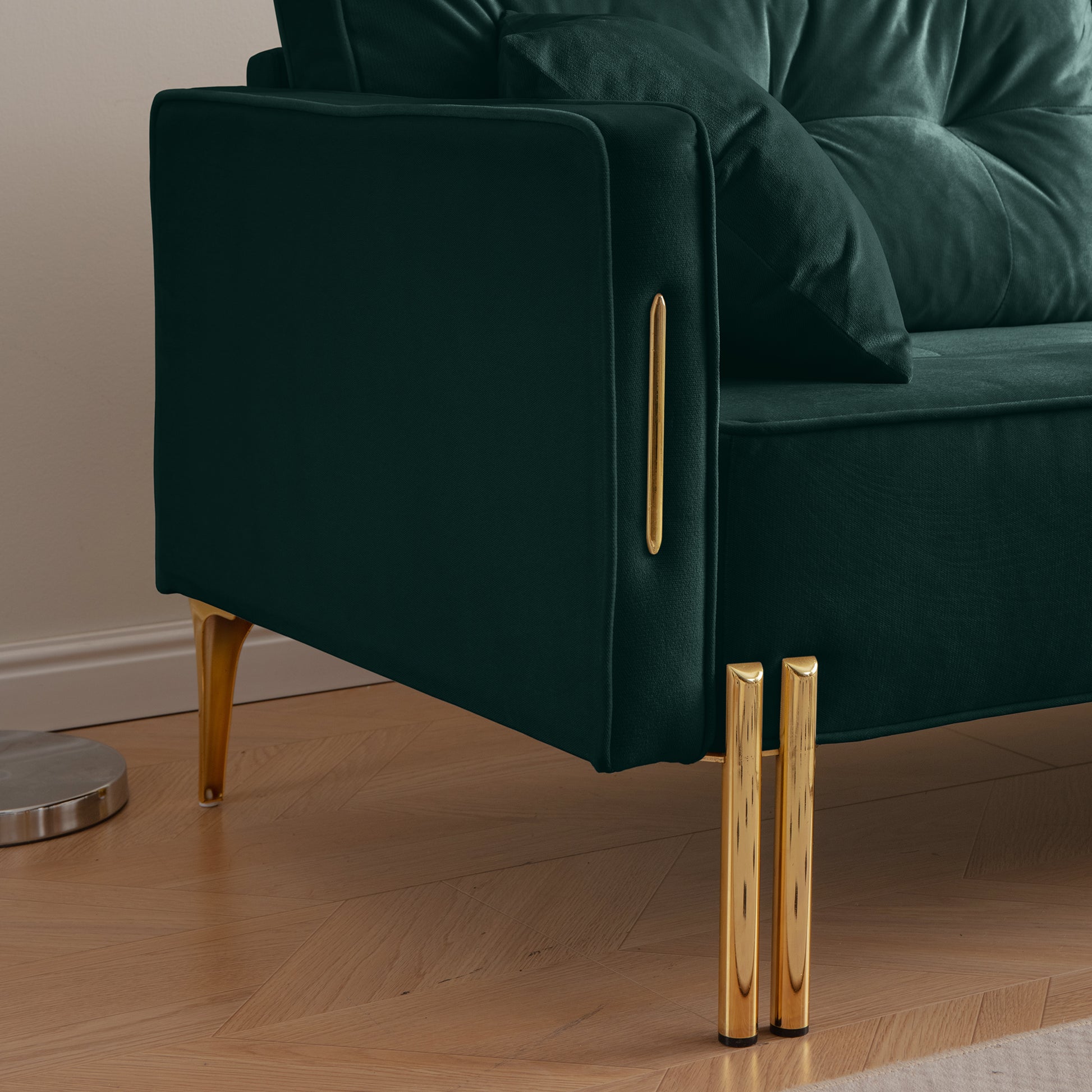 70" Velvet Sofa Couch Luxury Modern Upholstered 3 Seater Sofa With 2 Pillows For Living Room, Apartment And Small Space Green Modern Foam Velvet 3 Seat