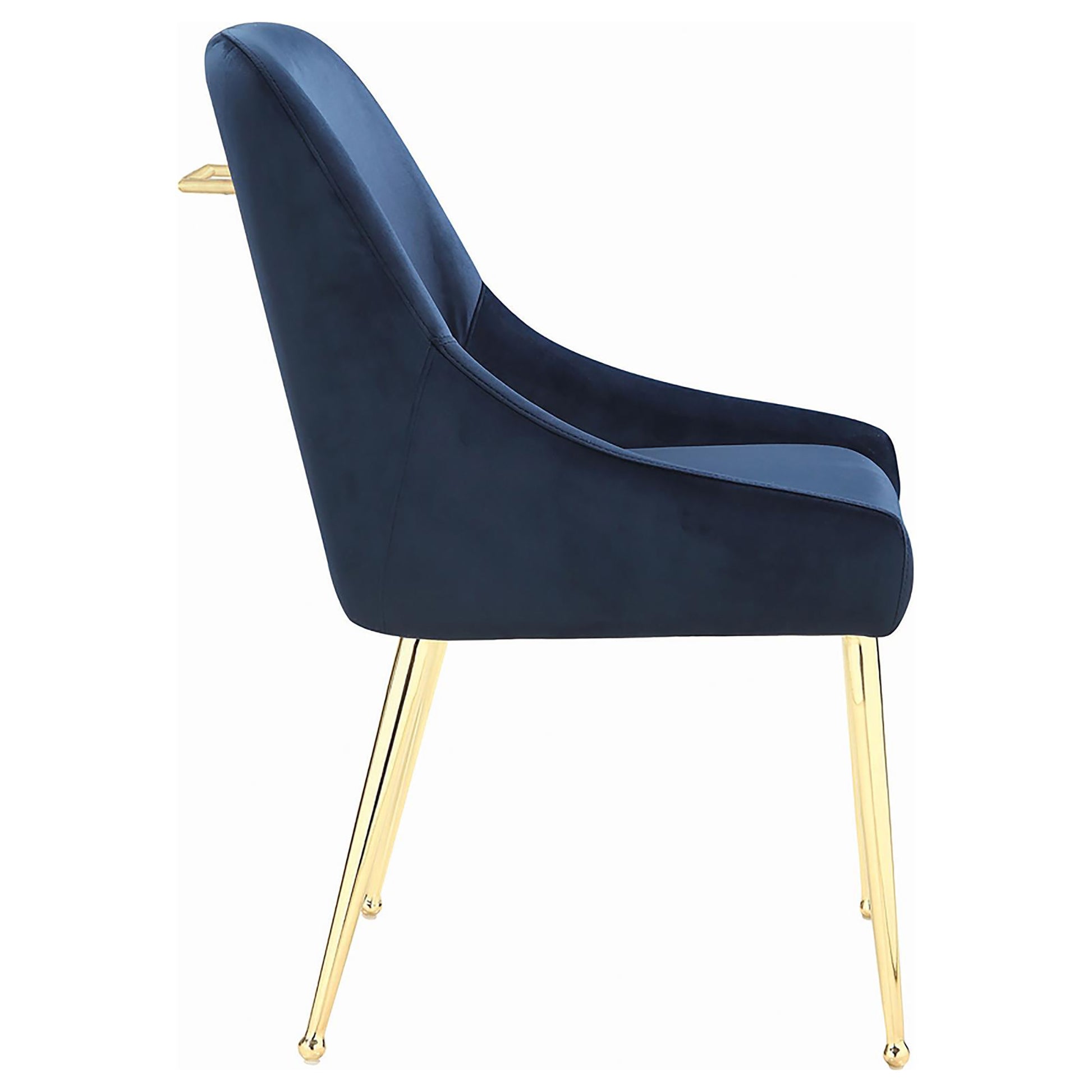 Dark Ink Blue And Gold Wingback Dining Chair Set Of 2 Solid Blue Dining Room Contemporary,Modern Side Chair Wing Back Foam Upholstered