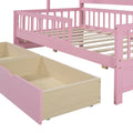 Wooden Twin Size House Bed With 2 Drawers,Kids Bed With Storage Shelf, Pink Pink Wood