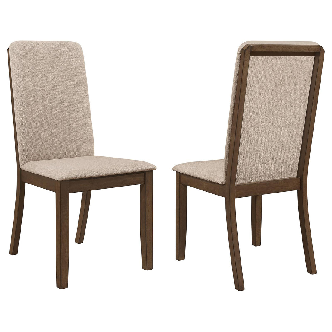 Latte And Medium Walnut Padded Side Chair Set Of 2 Solid Brown Dining Room Wipe Clean Mid Century Modern Dining Chairs Rubberwood Solid Back Wood