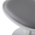 Swivel Tulip Side Chair For Kitchen And Dining Room Bar With Cushioned Seat And Curved Backrest, White And Gray White Gray Metal
