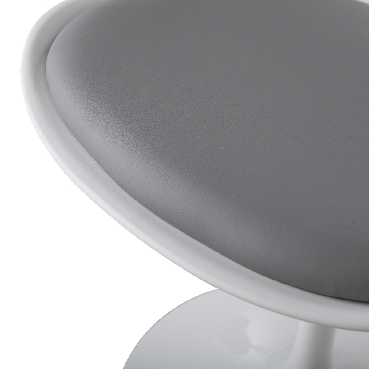 Swivel Tulip Side Chair For Kitchen And Dining Room Bar With Cushioned Seat And Curved Backrest, White And Gray White Gray Metal