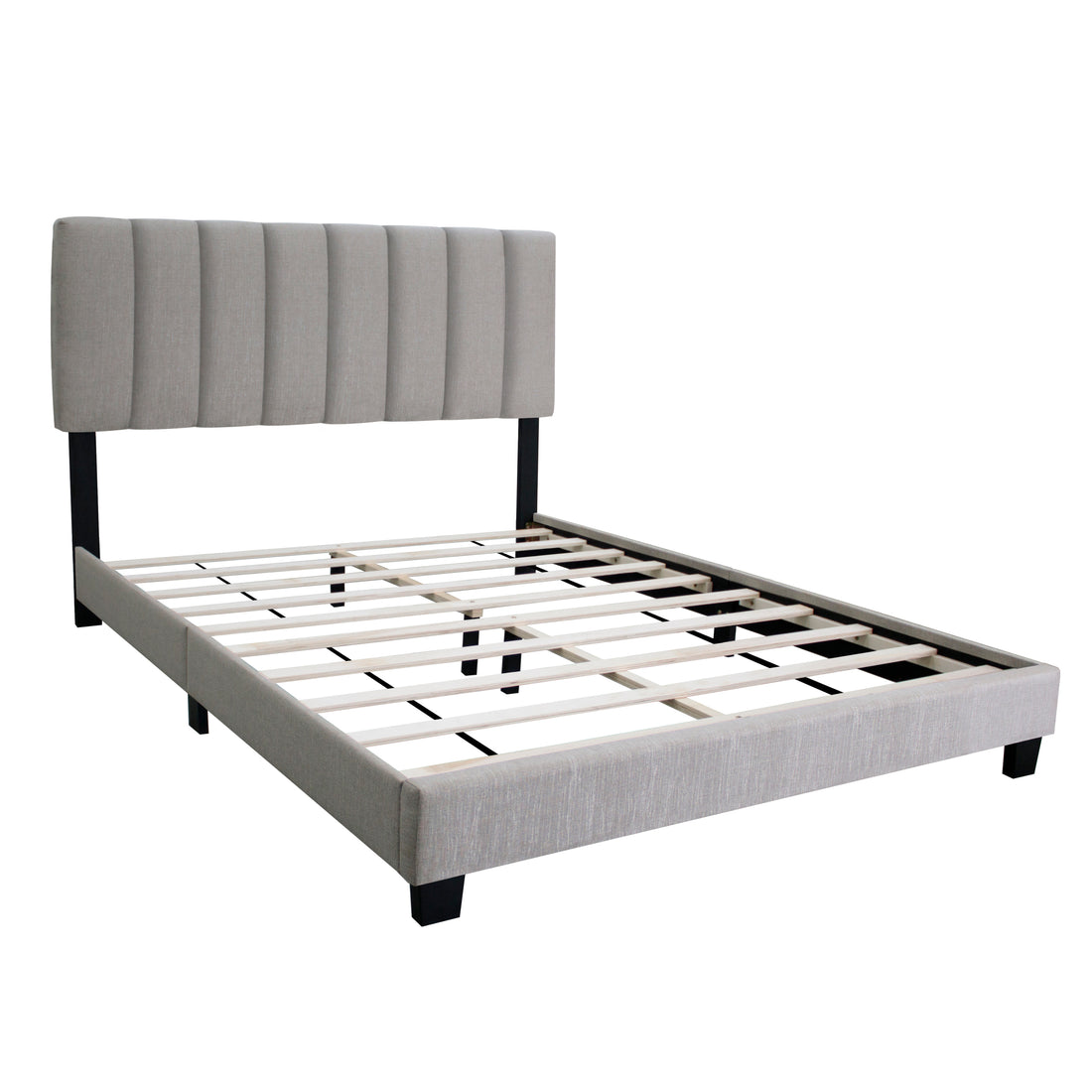 Gray Queen Size Adjustable Upholstered Bed Frame, Vintage Style And Clean Line Design, Popular Style Box Spring Not Required Queen Gray Wood Espresso Bedroom American Design,Minimalist,Modern,Ultra Modern Rubberwood Adjustable Bedbase Fiber Foam And