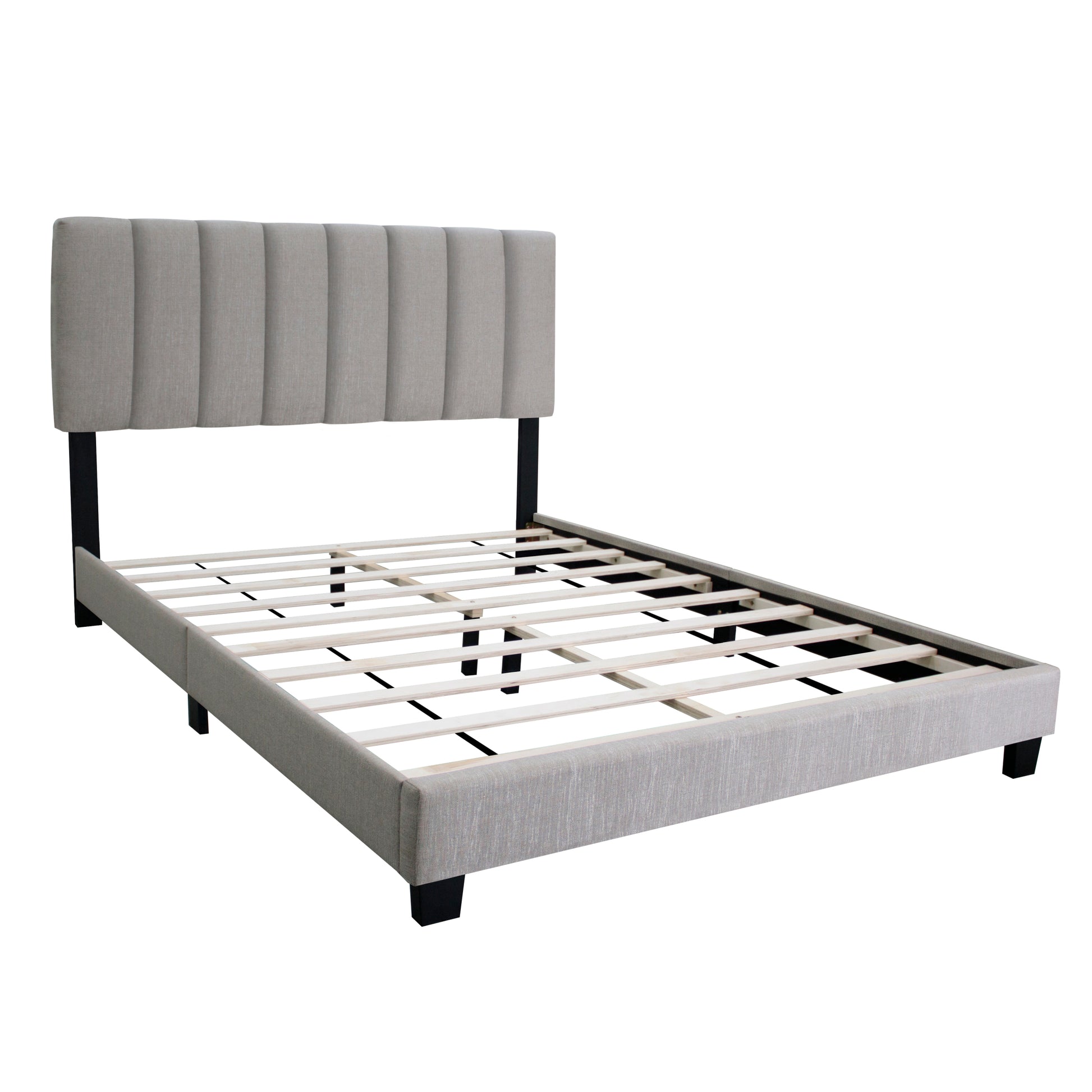 Gray Queen Size Adjustable Upholstered Bed Frame, Vintage Style And Clean Line Design, Popular Style Box Spring Not Required Queen Gray Wood Espresso Bedroom American Design,Minimalist,Modern,Ultra Modern Rubberwood Adjustable Bedbase Fiber Foam And