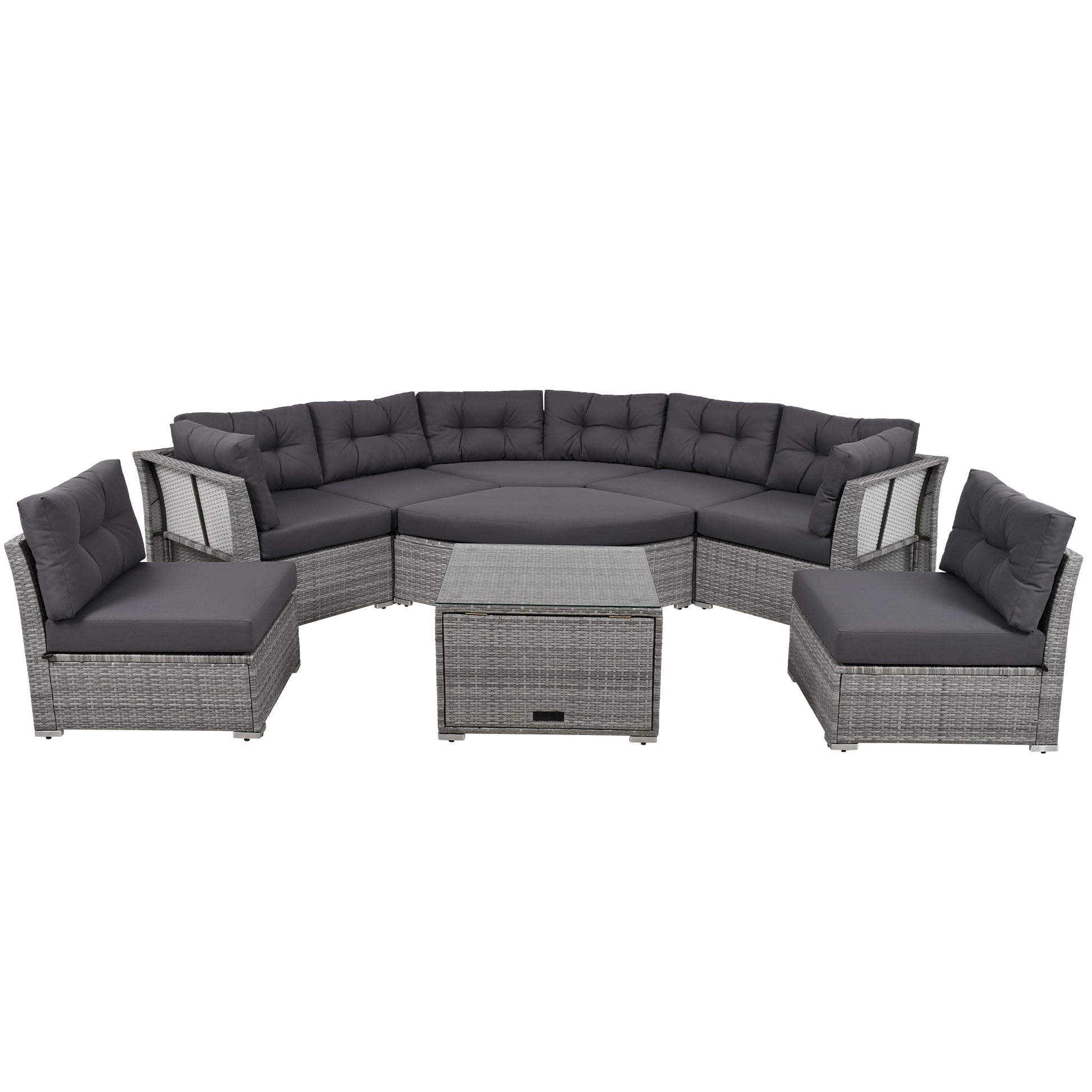 Patio Furniture Set Outdoor Furniture Daybed Rattan Sectional Furniture Set Patio Seating Group With Cushions And Center Table For Patio, Lawn, Backyard, Pool, Grey Yes Grey Water Resistant Frame Water Resistant Cushion Garden & Outdoor Sectional Seating