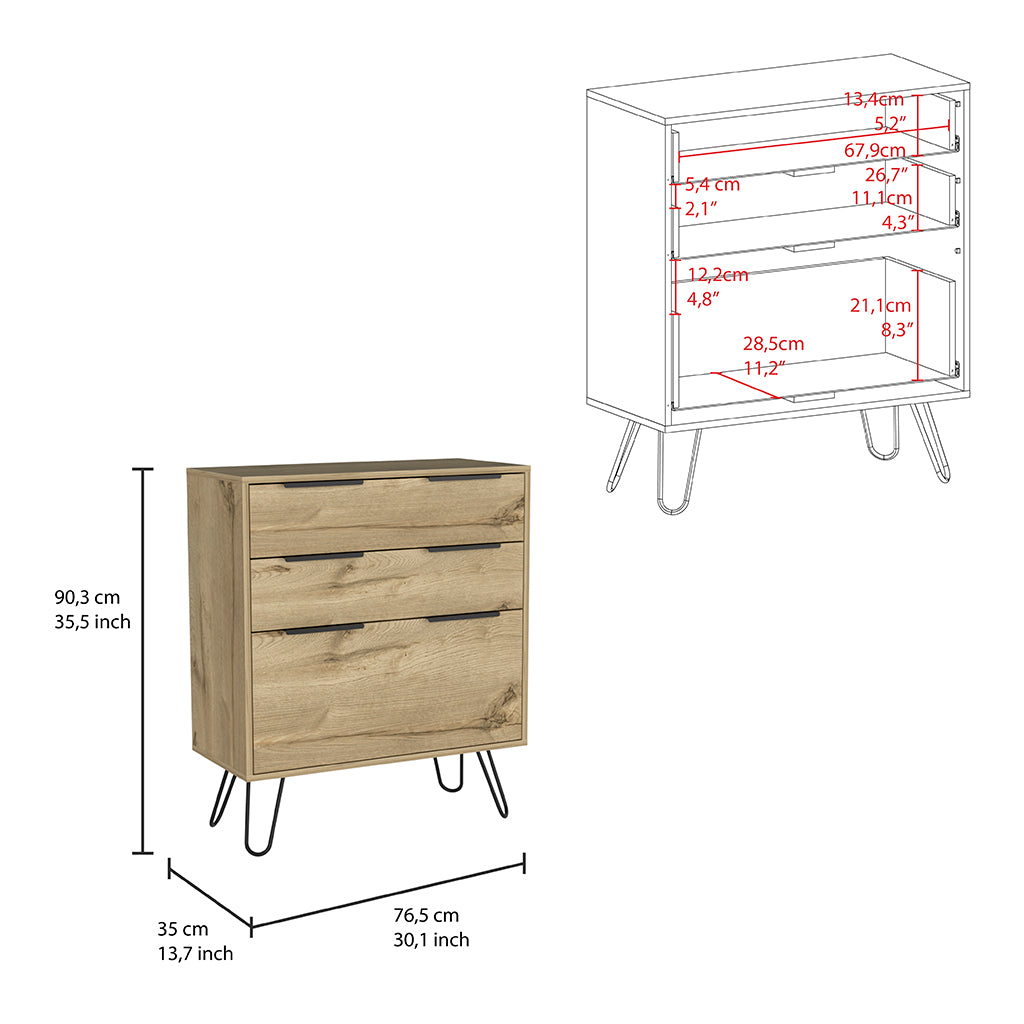 Drawer Dresser Hartly, Bedroom, Light Oak Light Oak Particle Board Engineered Wood