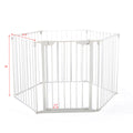 6 Panel Metal Baby Playpen Fireplace Safety Fence W Walk Through Door In 2 Directions, 5 In 1 Extra Wide Barrier Gate For Indoor Baby Pet Christmas Tree, White White Metal