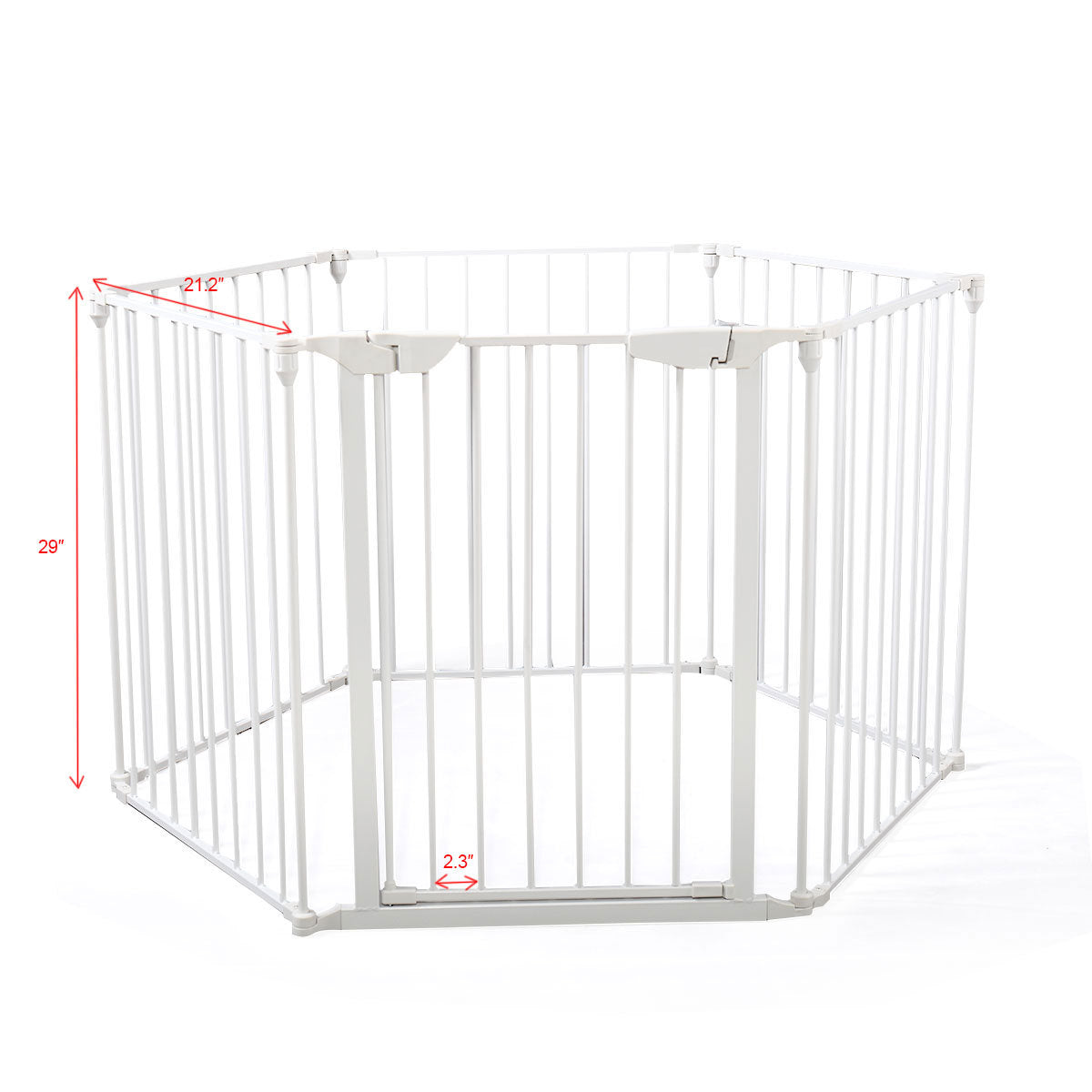 6 Panel Metal Baby Playpen Fireplace Safety Fence W Walk Through Door In 2 Directions, 5 In 1 Extra Wide Barrier Gate For Indoor Baby Pet Christmas Tree, White White Metal