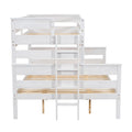 Wood Twin Xl Over Queen Bunk Bed With Ladder, White Box Spring Not Required White Wood Bedroom Bunk Solid Wood Mdf