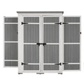 Outdoor 5.5Ft Hx4.1Ft L Wood Storage Shed, Garden Tool Cabinet With Waterproof Asphalt Roof, Four Lockable Doors, Multiple Tier Shelves, White And Gray White Gray Water Resistant Frame Garden &
