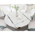 Fashion Modern Sinntered Stone Dining Table With Simple And Multi Functional Retractable Dining Table With 6 Chairs White Sintered Stone