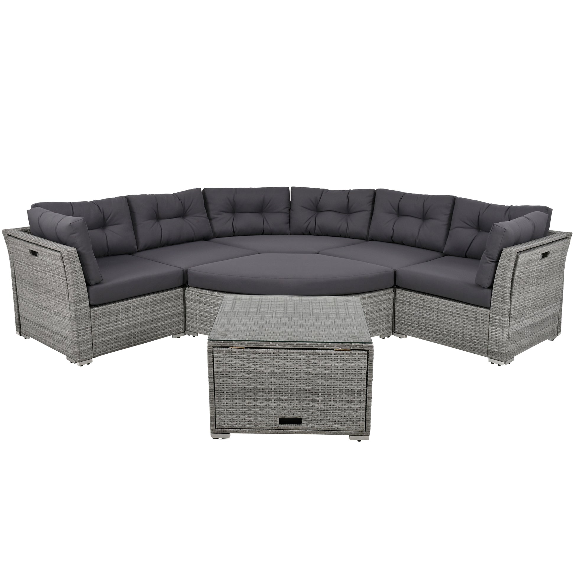 Patio Furniture Set Outdoor Furniture Daybed Rattan Sectional Furniture Set Patio Seating Group With Cushions And Center Table For Patio, Lawn, Backyard, Pool, Grey Yes Grey Water Resistant Frame Water Resistant Cushion Garden & Outdoor Sectional Seating