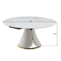 Fashion Modern Sinntered Stone Dining Table With Simple And Multi Functional Retractable Dining Table With 6 Chairs White Sintered Stone