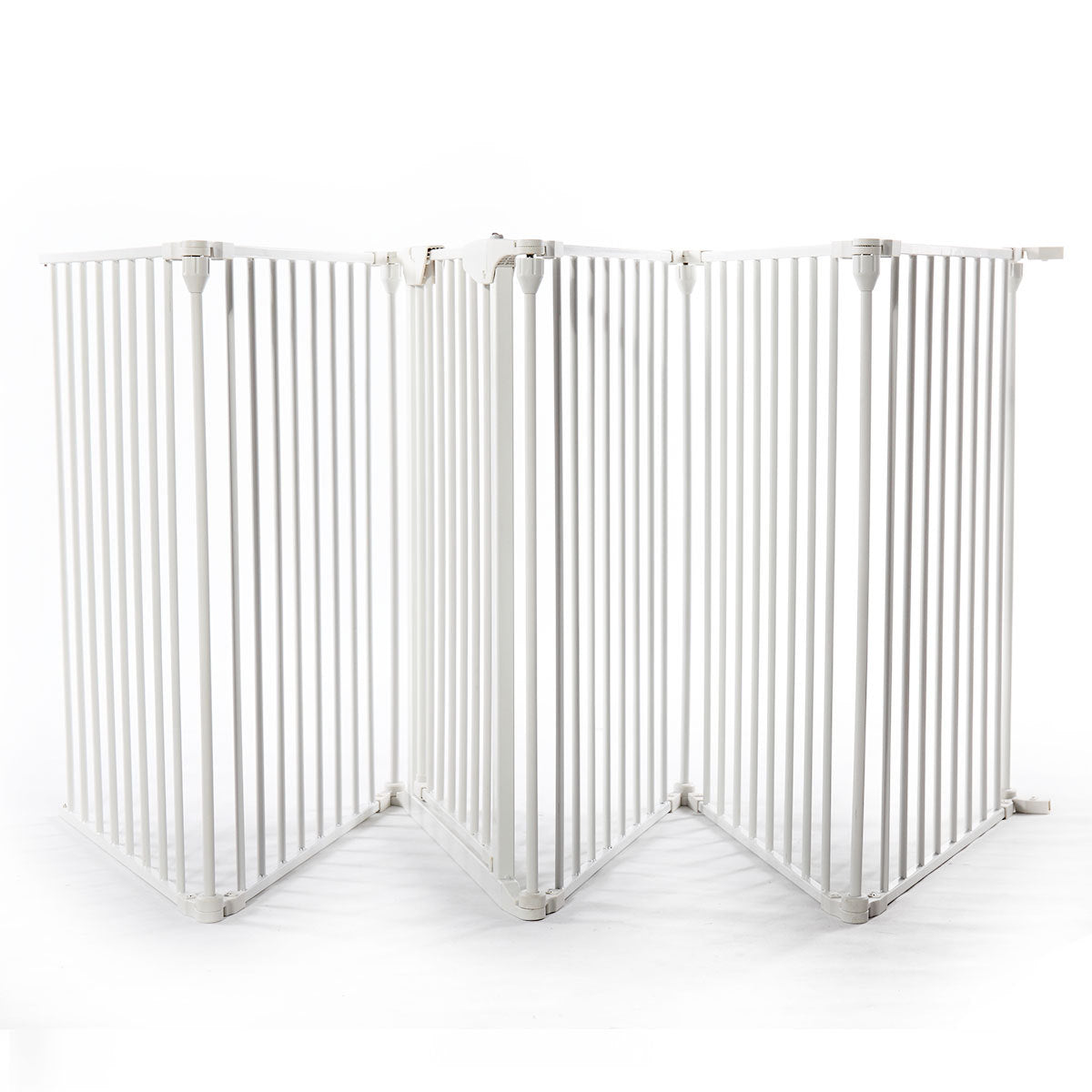 6 Panel Metal Baby Playpen Fireplace Safety Fence W Walk Through Door In 2 Directions, 5 In 1 Extra Wide Barrier Gate For Indoor Baby Pet Christmas Tree, White White Metal