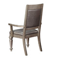 Metallic Platinum And Metallic Open Back Arm Chair Set Of 2 Silver Dining Room Glam Arm Chair Rubberwood Tufted Back Wood