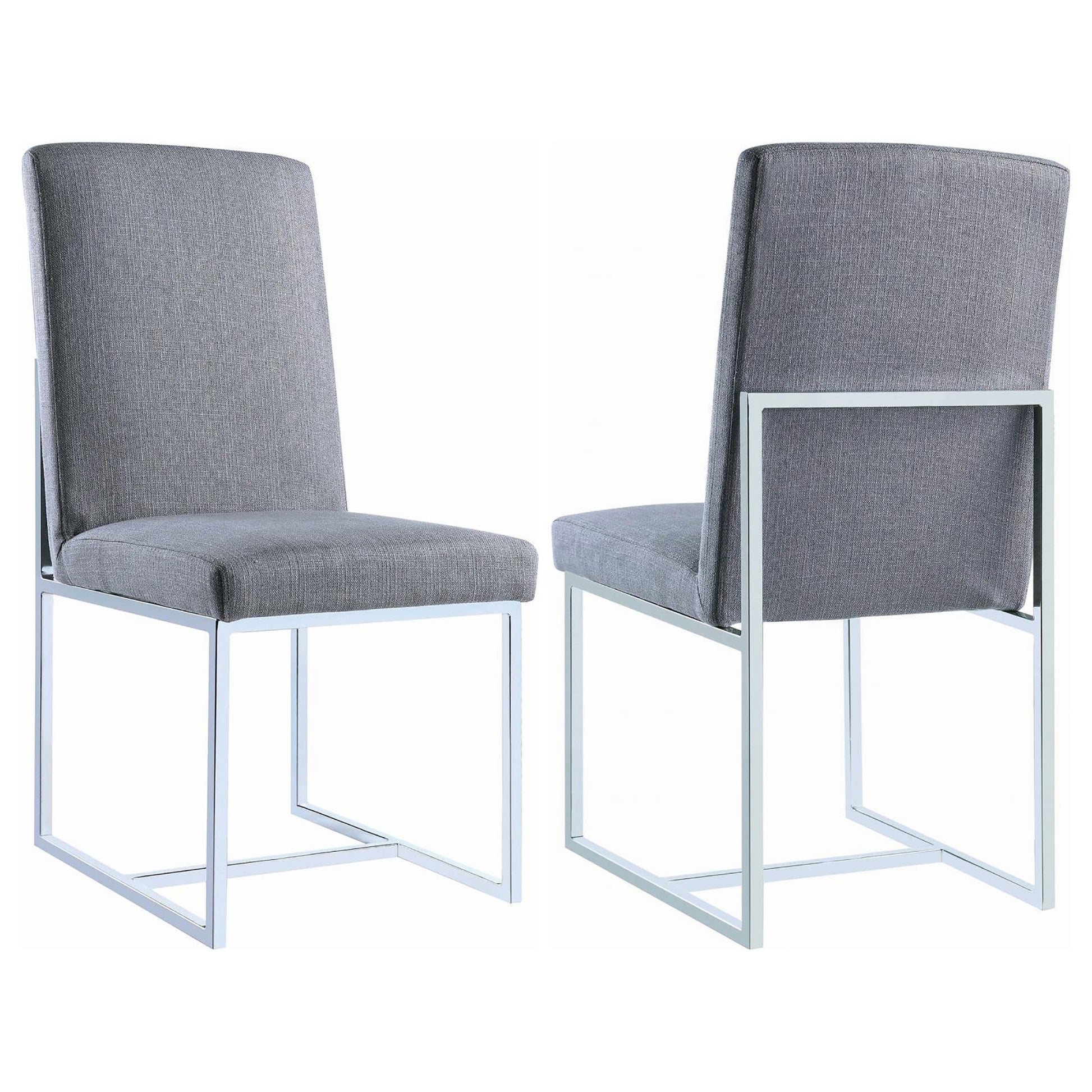 Grey Cube Base Dining Chair Set Of 2 Solid Grey Dining Room Contemporary,Modern Dining Chairs Solid Back Foam Upholstered