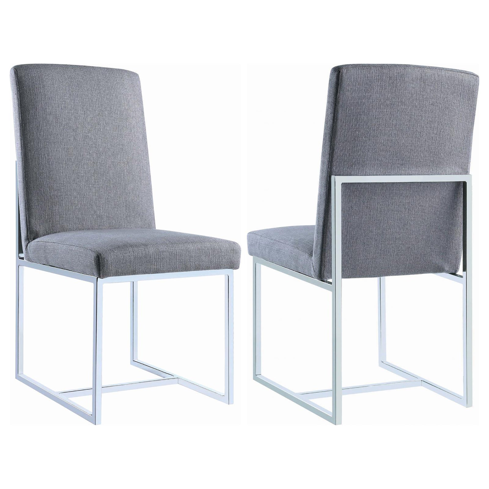 Grey Cube Base Dining Chair Set of 2