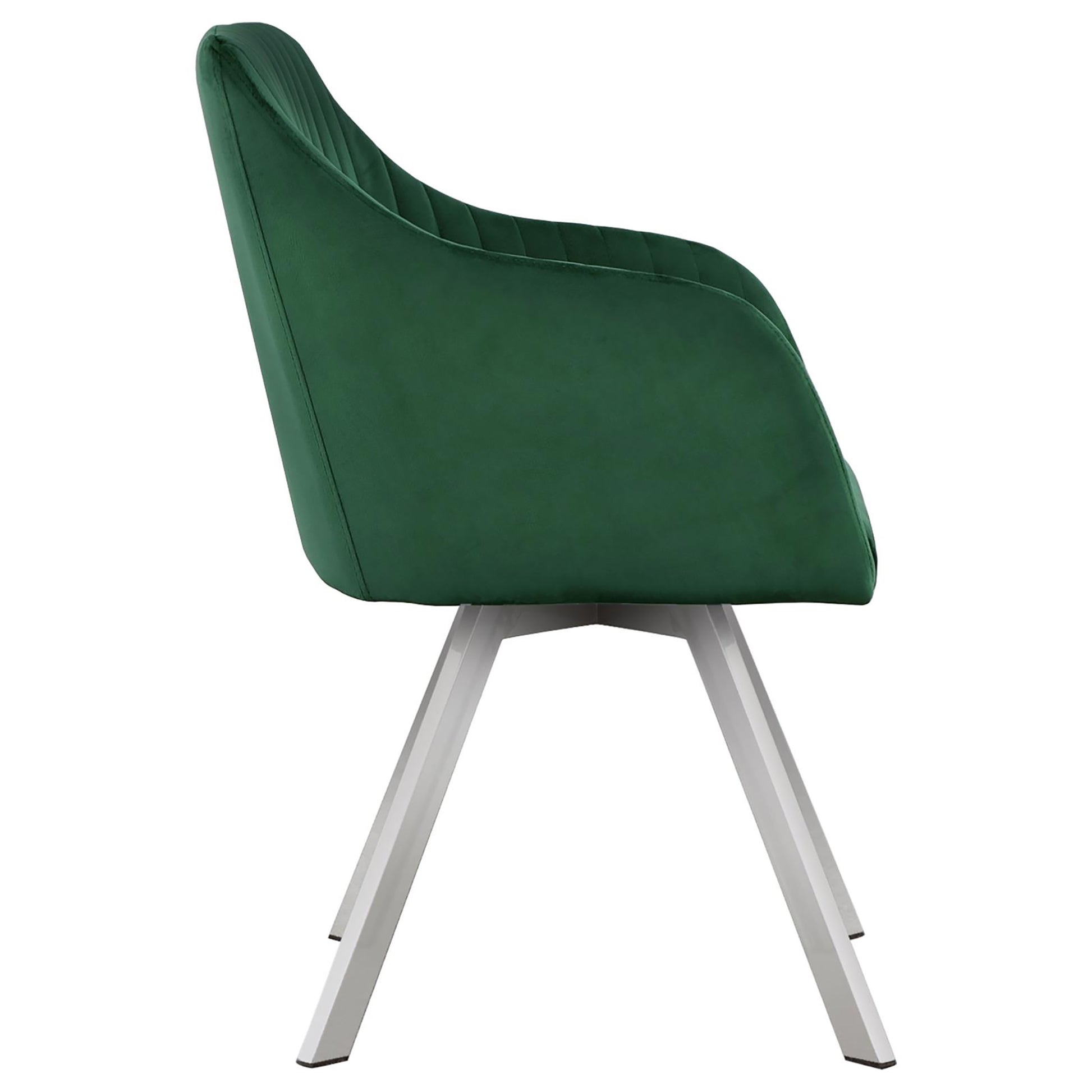 Green Channeled Sloped Arm Swivel Chair Green Dining Room Contemporary,Modern Arm Chair Solid Back Foam Upholstered