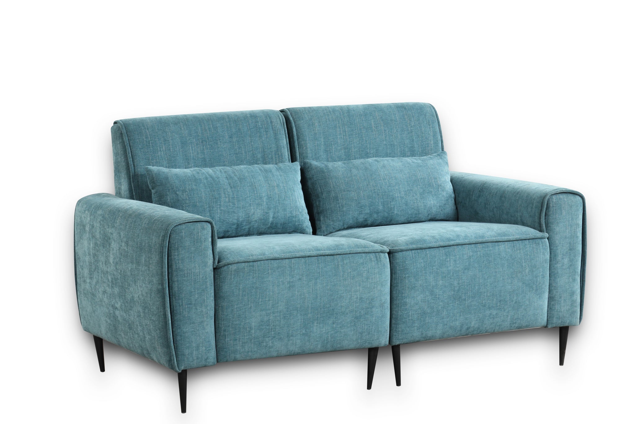 Valentina 62" Blue Chenille Loveseat with Metal
