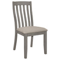 Grey Padded Side Chair Set Of 2 Grey Gray Dining Room Farmhouse,Rustic Side Chair Rubberwood Slat Back Wood