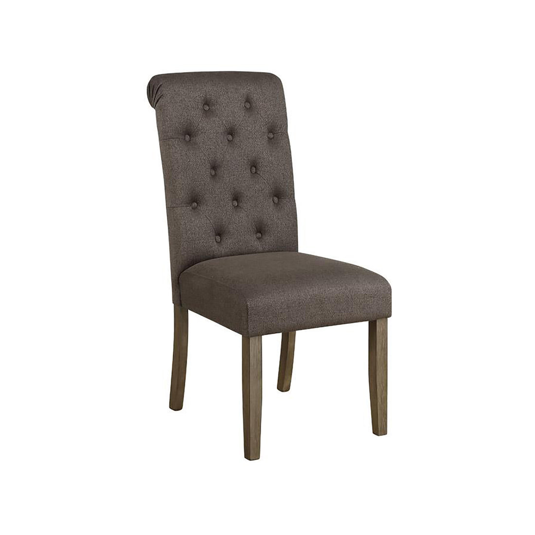 Rustic Brown And Grey Tufted Back Side Chair Set Of 2 Grey Brown Dining Room Mission Side Chair Rubberwood Tufted Back Foam Upholstered