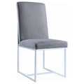 Grey Cube Base Dining Chair Set Of 2 Solid Grey Dining Room Contemporary,Modern Dining Chairs Solid Back Foam Upholstered
