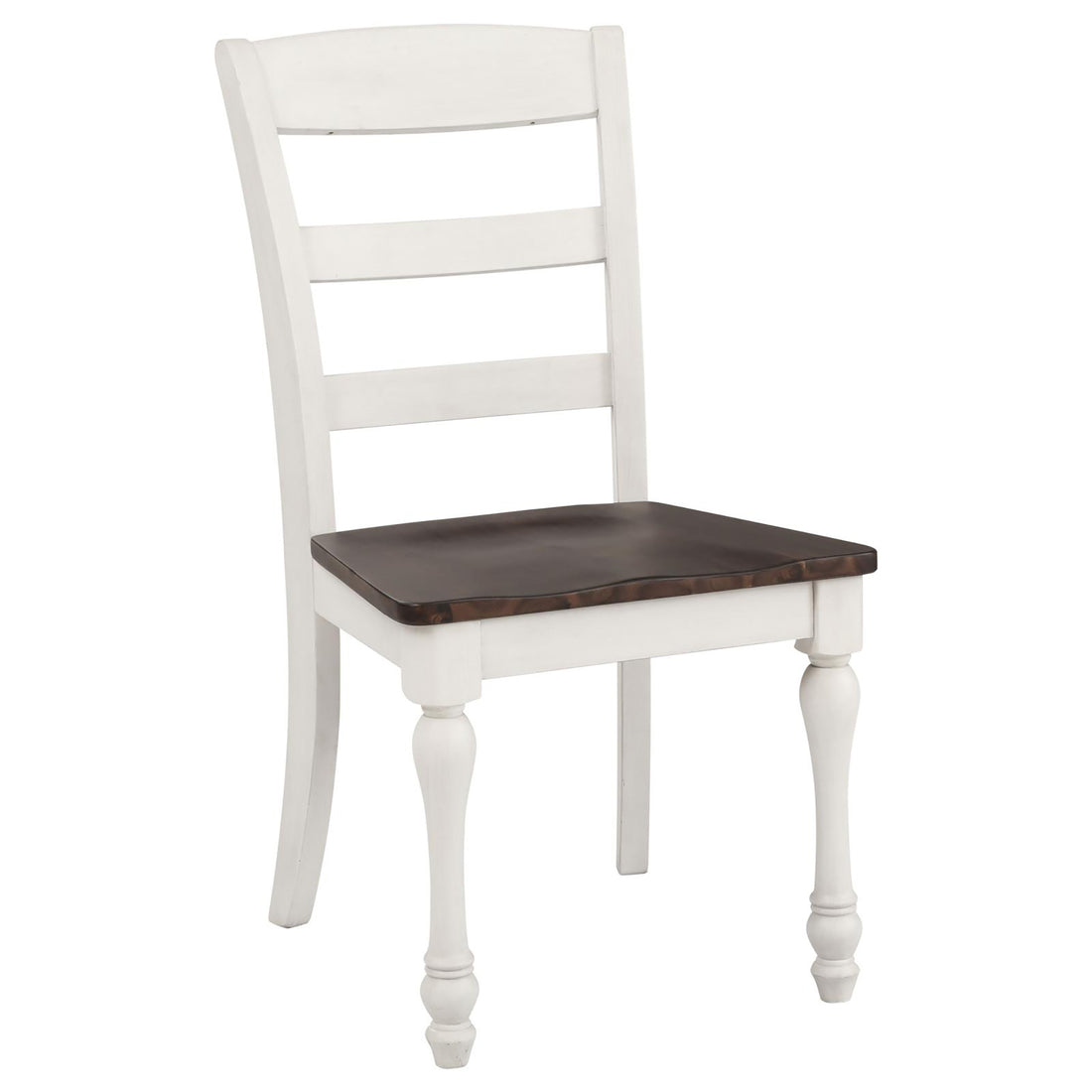 Dark Cocoa And White Ladder Back Side Chair Set Of 2 White Dining Room Farmhouse,Rustic Ladder Back Wood