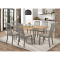 Grey Padded Side Chair Set Of 2 Grey Gray Dining Room Farmhouse,Rustic Side Chair Rubberwood Slat Back Wood