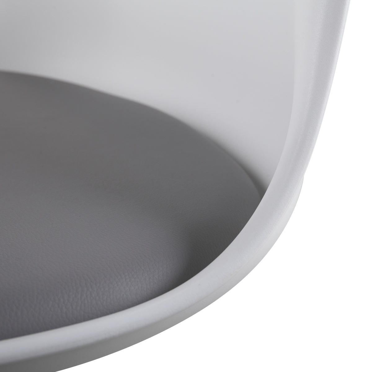 Swivel Tulip Side Chair For Kitchen And Dining Room Bar With Cushioned Seat And Curved Backrest, White And Gray White Gray Metal