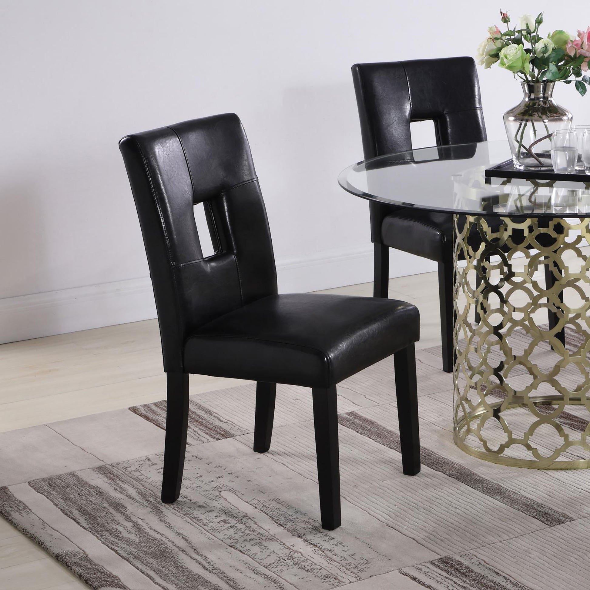 Black Open Back Counter Height Chair Set Of 2 Black Dining Room Contemporary,Modern Side Chair Rubberwood Open Back Foam Upholstered