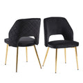 Black Velvet Dining Chairs With Metal Legs And Hollow Back Upholstered Dining Chairs Set Of 4 Black Dining Room Modern Dining Chairs Velvet