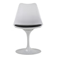 Swivel Tulip Side Chair For Kitchen And Dining Room Bar With Cushioned Seat And Curved Backrest, White And Black White Black Metal